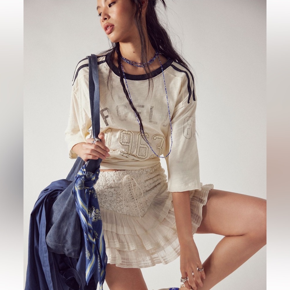 LAST CHANCE FREE PEOPLE FP One Lucia Mini Skirt Large tiered ruffle new soldout